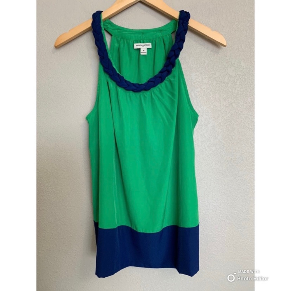 Banana Republic Factory Halter Top Size Medium Blue Green Colorblock Sleeveless